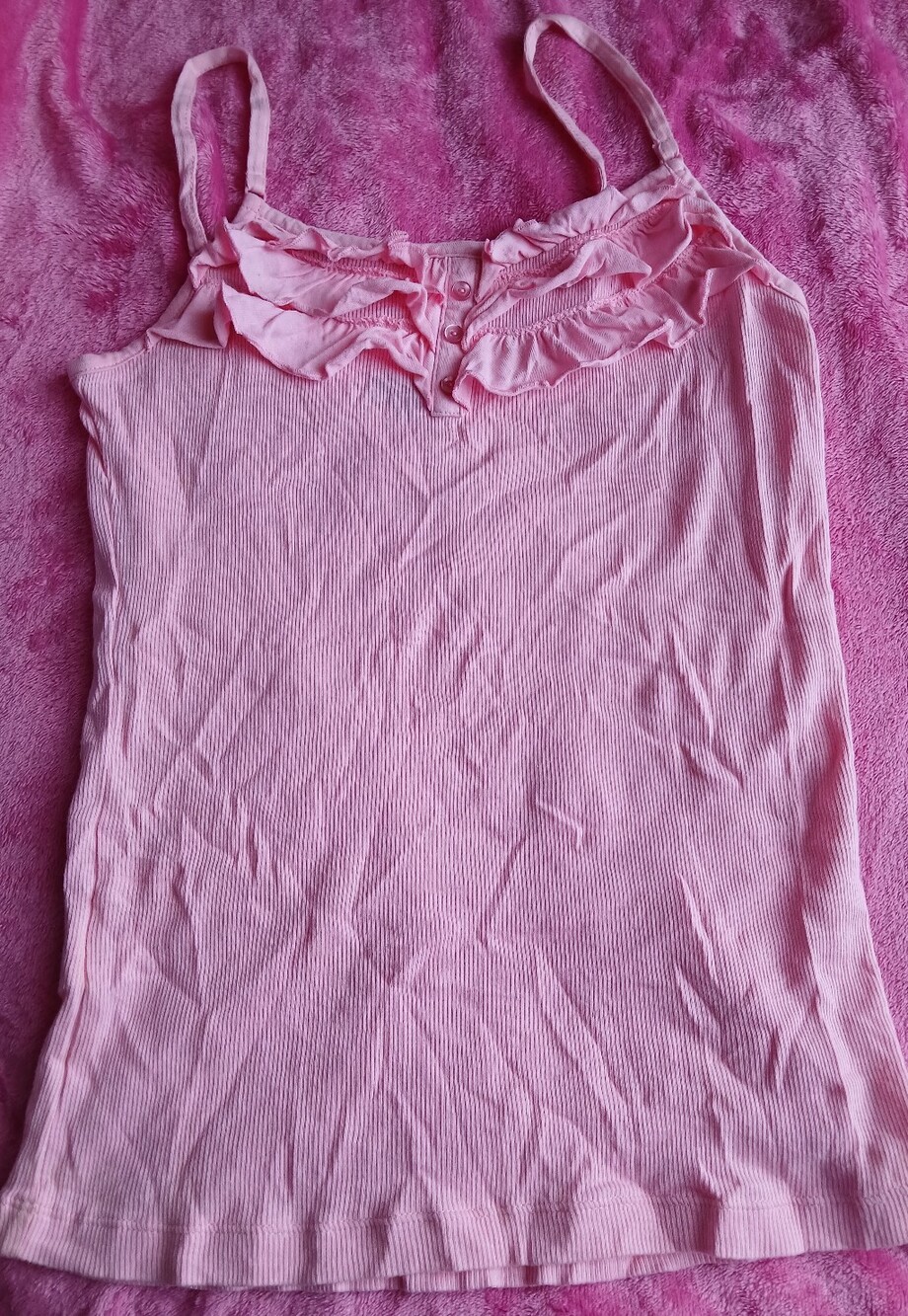 Papaya Pink Ruffle Camisole Tank Top
